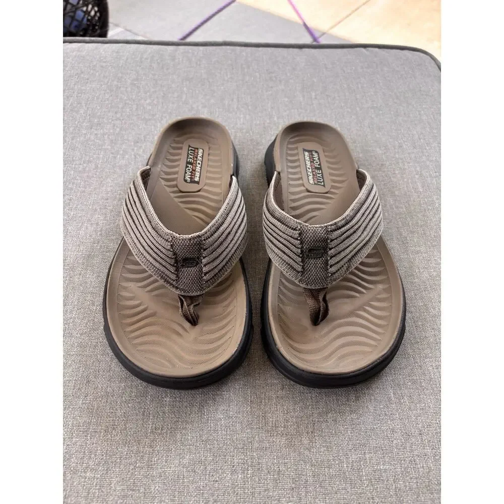 Mens Skechers Alcano Vencino Flip Flops Thong Sandals Sz 7 Relaxed Luxe Comfort